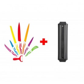 Комплект кухненски ножове с керамично покритие + подарък магнитна поставка