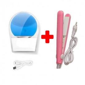 ПРОМО ОФЕРТА❗️ Масажор за почистване на лице, USB, 8000 оборота + подарък мини преса за коса