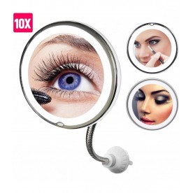 Гъвкаво огледало за грим с LED светлина и увеличение 10Х - захващане чрез вакуум